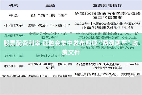 股票配资利率 证监会集中发布四项“两强两严”政策文件