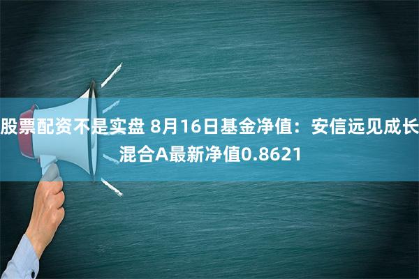 股票配资不是实盘 8月16日基金净值：安信远见成长混合A最新净值0.8621