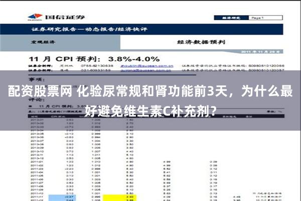 配资股票网 化验尿常规和肾功能前3天，为什么最好避免维生素C补充剂？