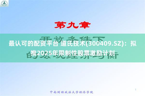 最认可的配资平台 道氏技术(300409.SZ)：拟推2025年限制性股票激励计划